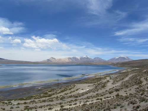 Parincota Chile Lake Clouds Sky Kahl Blue Nature