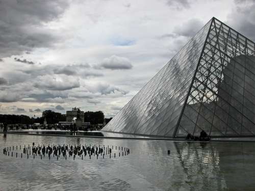 Paris Louvre Pyramid Architecture Atmosphere