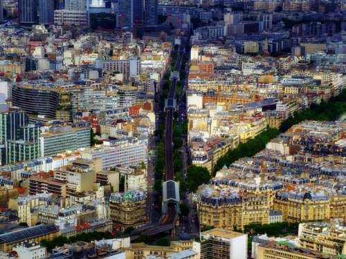 Paris France City Urban Sprawl Buildings Street