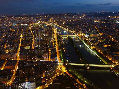 Paris France Its Night Romantic Bridge Light