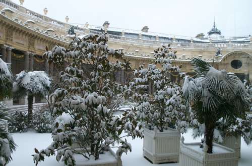 Paris France Winter Snow Ice Palace Landmark