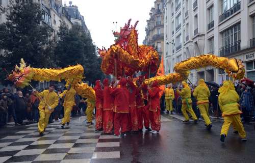 Paris France Chinese New Year People Celebration