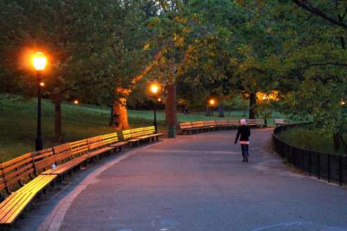 Park Inwood Hill Night Walking Alone Manhattan