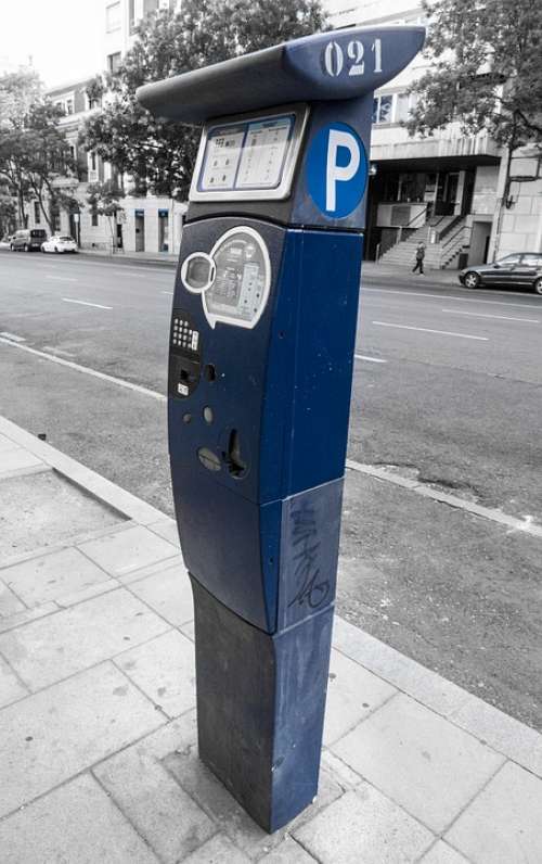 Parking Meter Street Asphalt Old Town