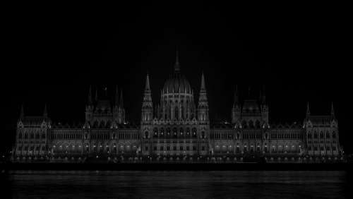 Parliament Hungary Wb Black At Night Scape