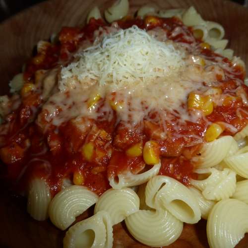 Pasta Noodles Tomato Sauce Eat Cheese