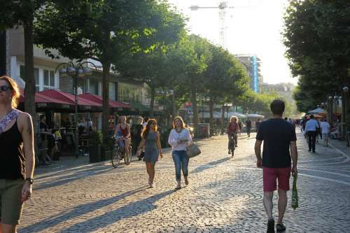 Pedestrian Zone Shopping City Summer Downtown