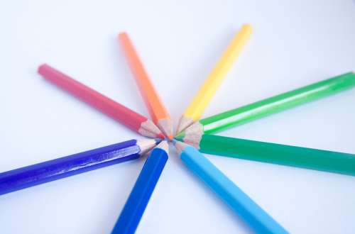 Pencils Spectrum Colors School Education Rainbow
