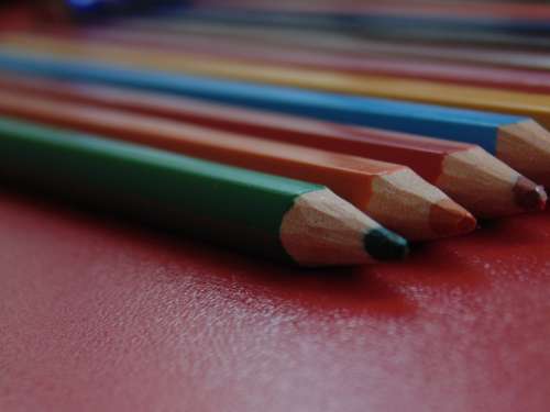 Pencils Colors Green Orange Red