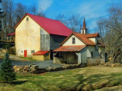 Pennsylvania Usa Landscape Scenic Farm Rural Barn