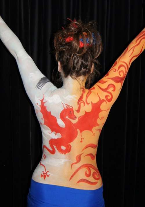 People Bodyart Dragon Back