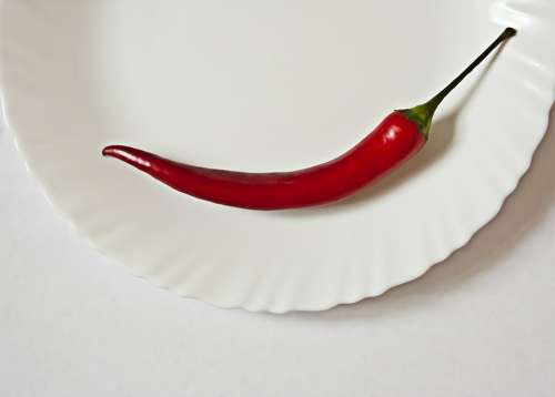 Pepper Chili Plate Dish Cayenne Red White Food