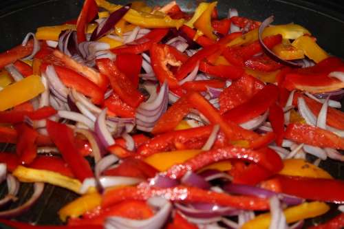 Pepper Yellow Red Onion Salad Vegetables Food
