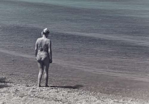 Person Woman Individually Lake Water Beach Summer