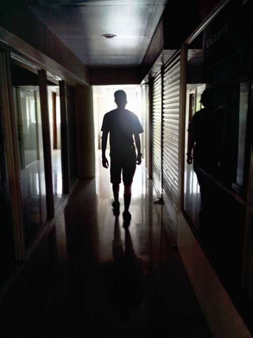 Person Walking Man Lonely Hallway Silhouette