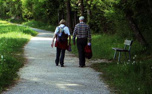 Personal Man Woman Go Pair Walk Together Age