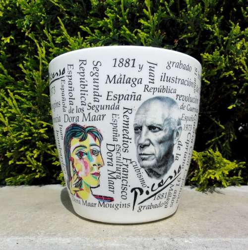 Picasso Flower Pot Cup Pottery Signature Artist