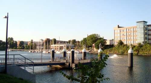Pier Boat River Building Kiel Germany