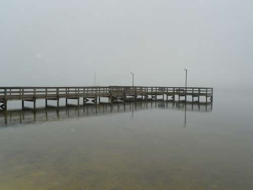 Pier Water Fog Weather Cloudy Day Nature Foggy
