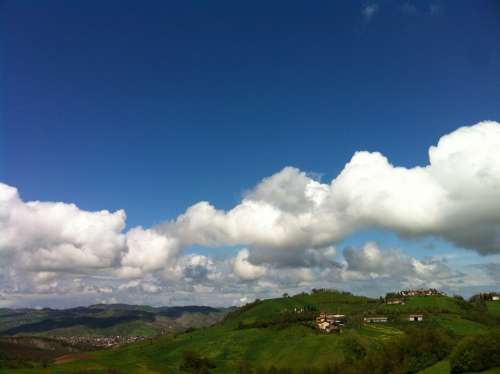 Pigneto Landscape Hill Low Flying Clouds