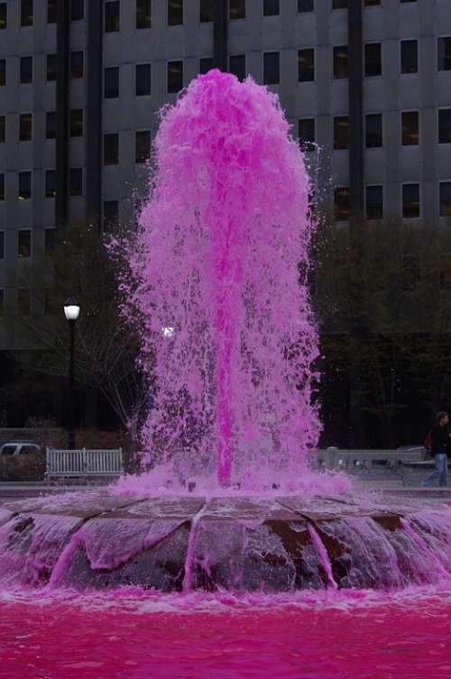 Pink Water Fountain Philadelphia Splash Gush