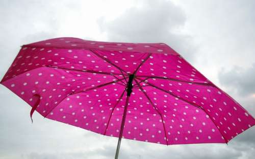 Pink Umbrella Rain Winter Clouds Miserable Happy
