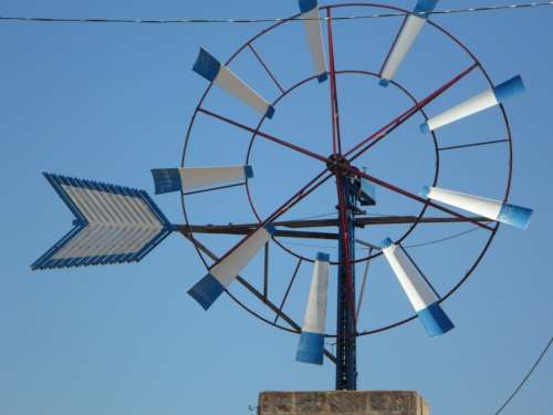 Pinwheel Metal Wheel Wind Wind Energy Energy Blue