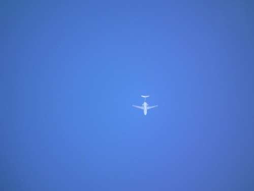 Plane Sky Flight Contrail Blue Height