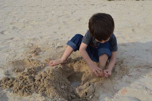 Playing Play Child Sand Joy Of Child Summer
