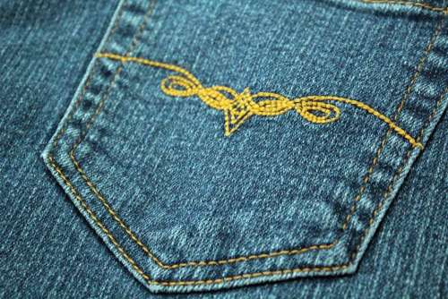 Pocket Denim Design Embroidery Jeans Pants Cloth