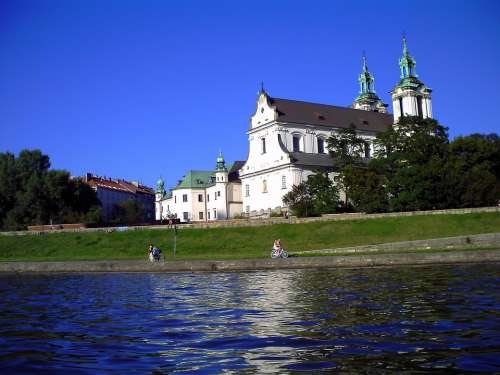 Poland Kraków Wisla Monastery Architecture River