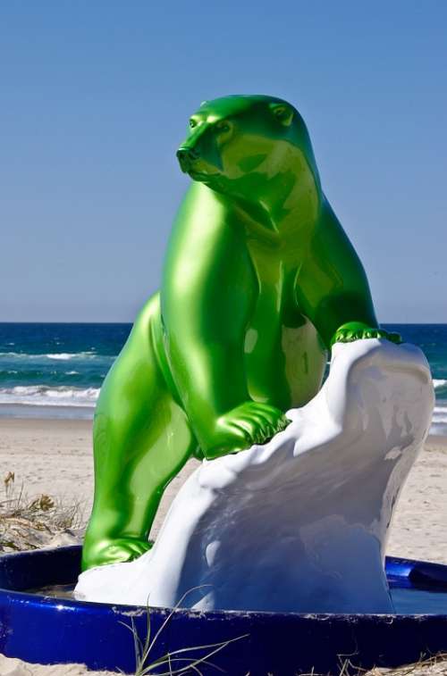 Polar Bear Green Artificial Bear Sculpture Art