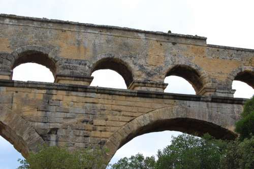 Pont Du Gard Romans Antique Archaeology Aqueduct