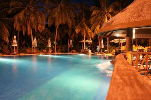 Pool Night View Maldives
