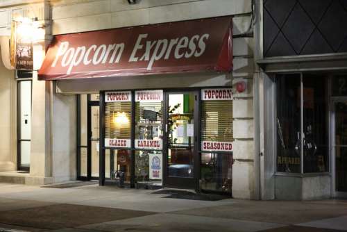 Popcorn Express Store Night Closed Popcorn Shop