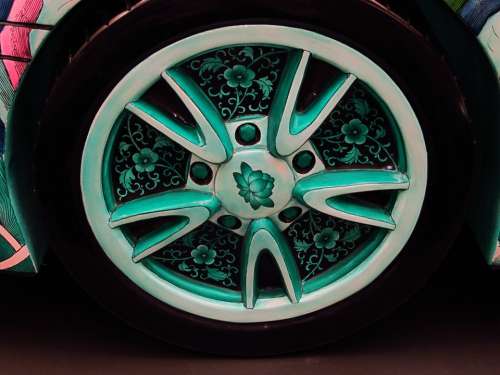 Porsche Wheel Oriental Asian Motif Theme Art