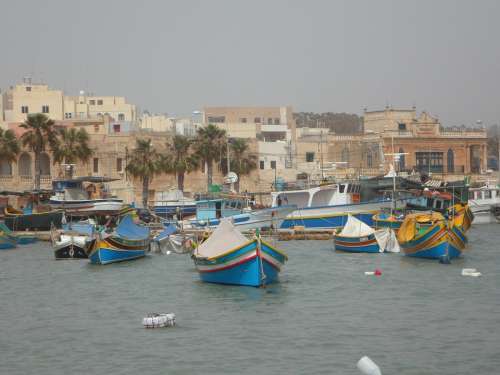 Port Malta Marsaxlokk Boats Fishing Boats