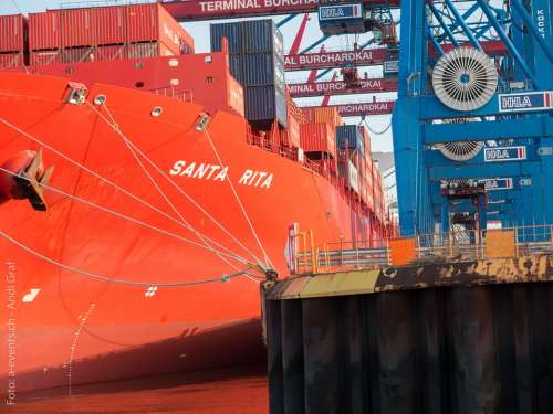 Port Ship Hamburg Port Cranes Freighter Container