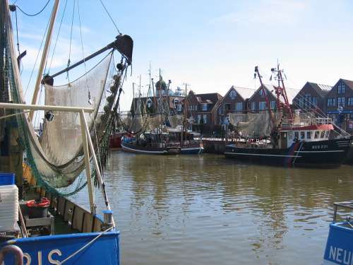 Port North Sea Fisherman Networks Boats Ships