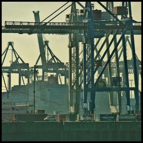 Port Hamburg Crane Water Ship Technology