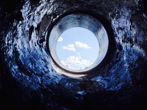 Porthole Hole Tube Sky Blue Window Round Tunnel