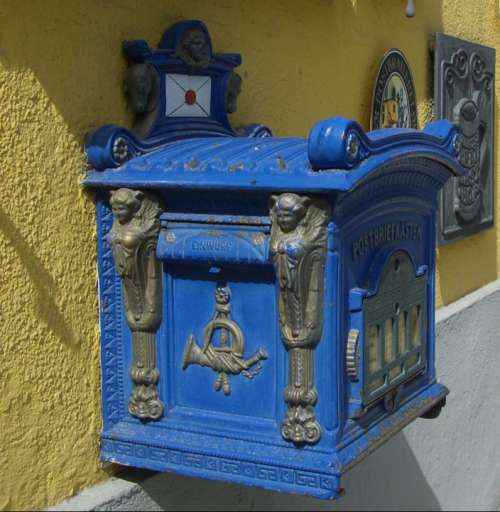 Post Mail Box Nostalgia Mailbox Blue Letter Boxes