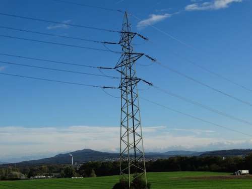 Power Poles Stream Transport Power Line Landscape