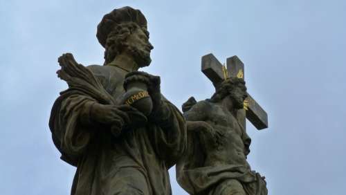 Prague Charles Bridge Statue Figure Crucifix