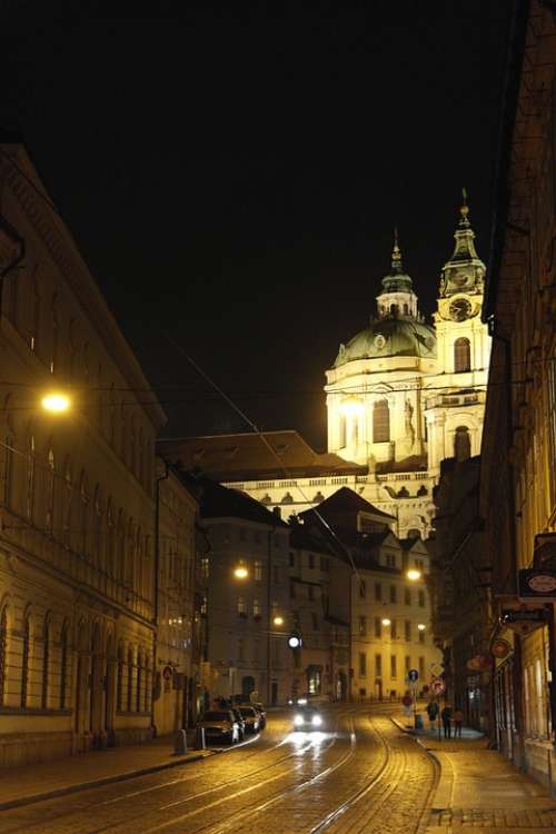 Prague Czech Republic Street Night Reflections