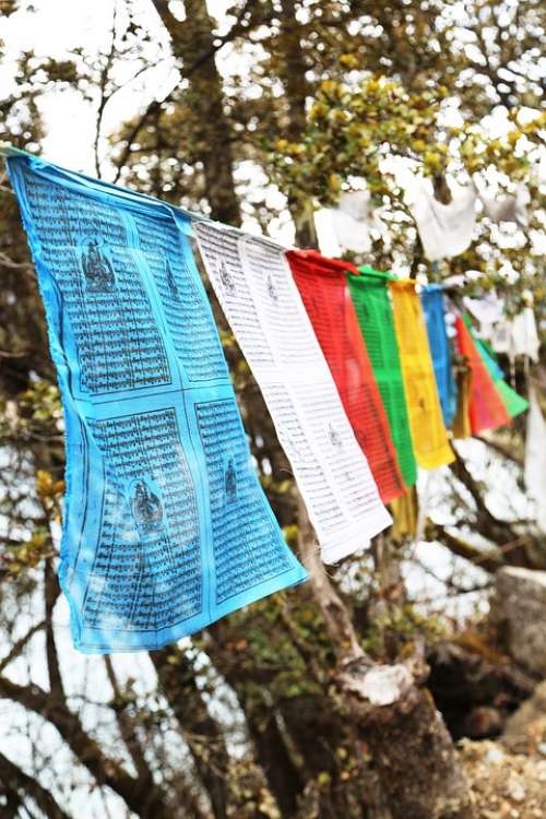 Prayer Flags Tibet Basong Lake Color