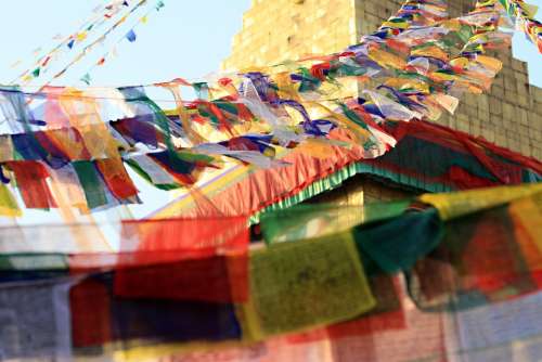 Prayer Flags Buddhism Nepal Kathmandu Faith