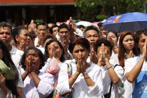 Praying Buddhists Thai Temple Buddhism Thailand