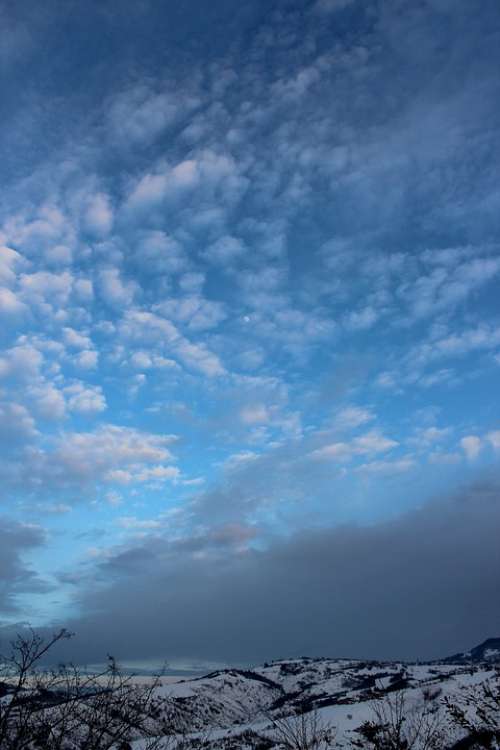 Prignano Landscape Winter Snow Layered Clouds