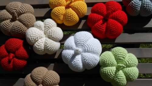 Pumpkin Crochet Hand Labor Wool Colorful Deco